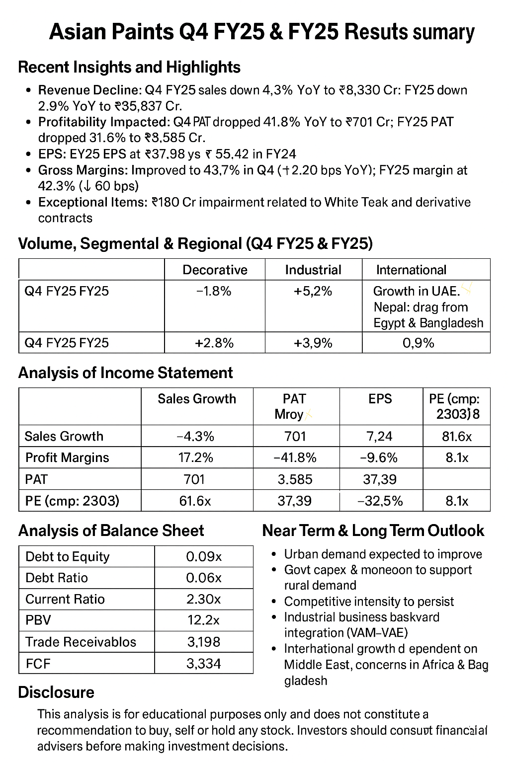 Asian Paints Q4 FY25 Financial Analysis: Detailed Investor Insights